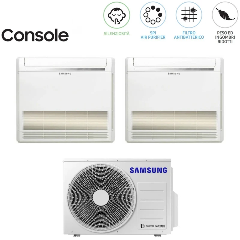 Climatiseur console bi-split Samsung 9+12 avec AJ050TXJ2KG/EU R-32 et télécommande