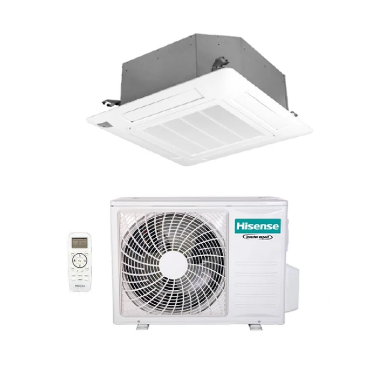 Climatiseur cassette Hisense AUC71UR4RGB4 24 000 BTU avec R-32, Wi-Fi en option, télécommande et panneau inclus - Neuf