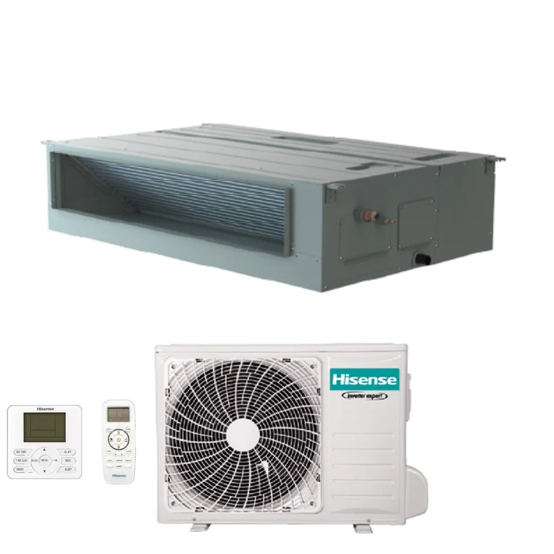Climatiseur gainable Hisense Inverter 36 000 BTU AUD105UX4RDH5 R-32 avec Wi-Fi en option, télécommande standard et filaire - Neuf