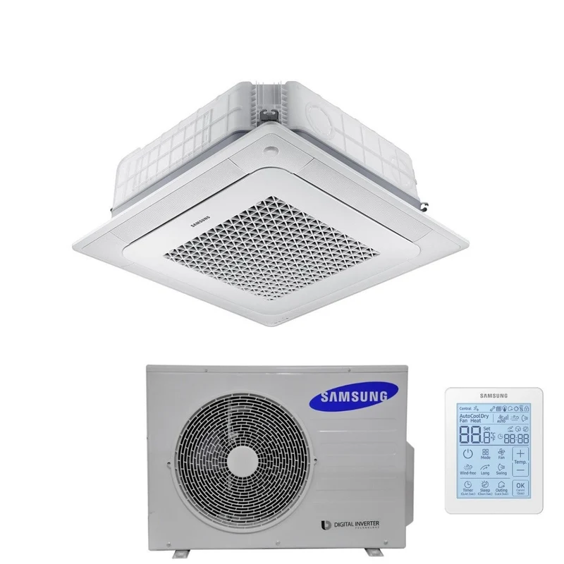 Climatiseur cassette Samsung Inverter 4 voies WindFree 18 000 BTU AC052NN4DKH monophasé R-410 avec Wi-Fi en option, télécommande sans fil et panneau inclus