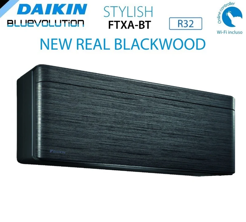 Climatiseur penta-split inverter Daikin Bluevolution Penta FTXA-BT STYLISH REAL BLACKWOOD 9+9+9+9+9 avec 5MXM90N R-32, Wi-Fi intégré, couleur bois noir, garantie italienne