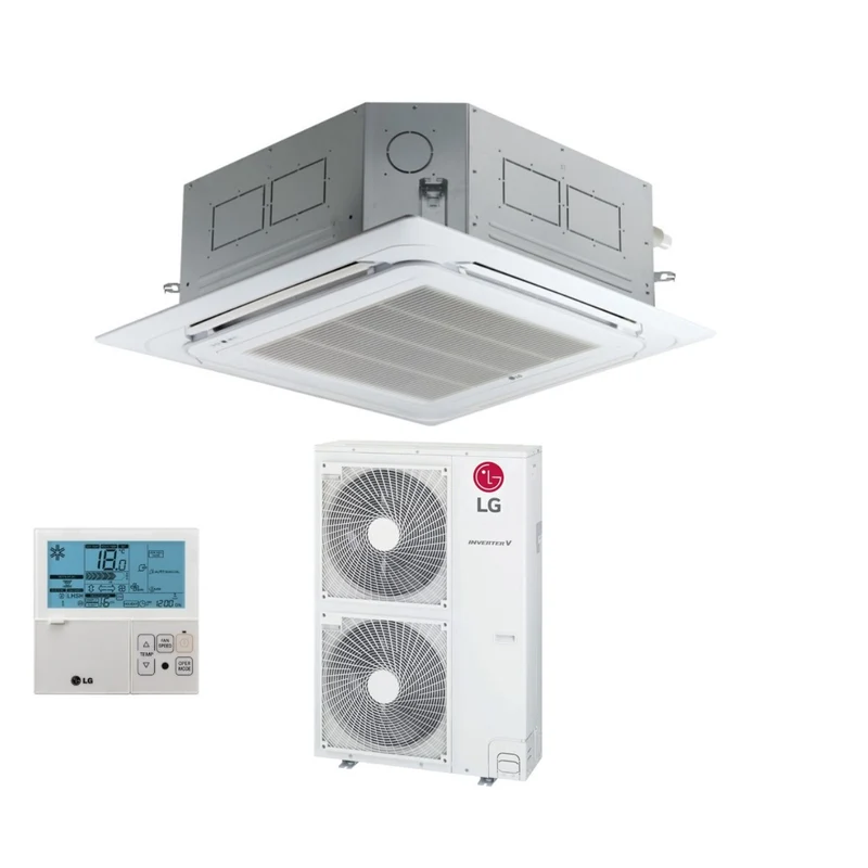 Climatiseur cassette LG UT42F à 4 voies avec inverter, 42 000 BTU, R-32, Wi-Fi en option, panneau de commande filaire inclus - Neuf