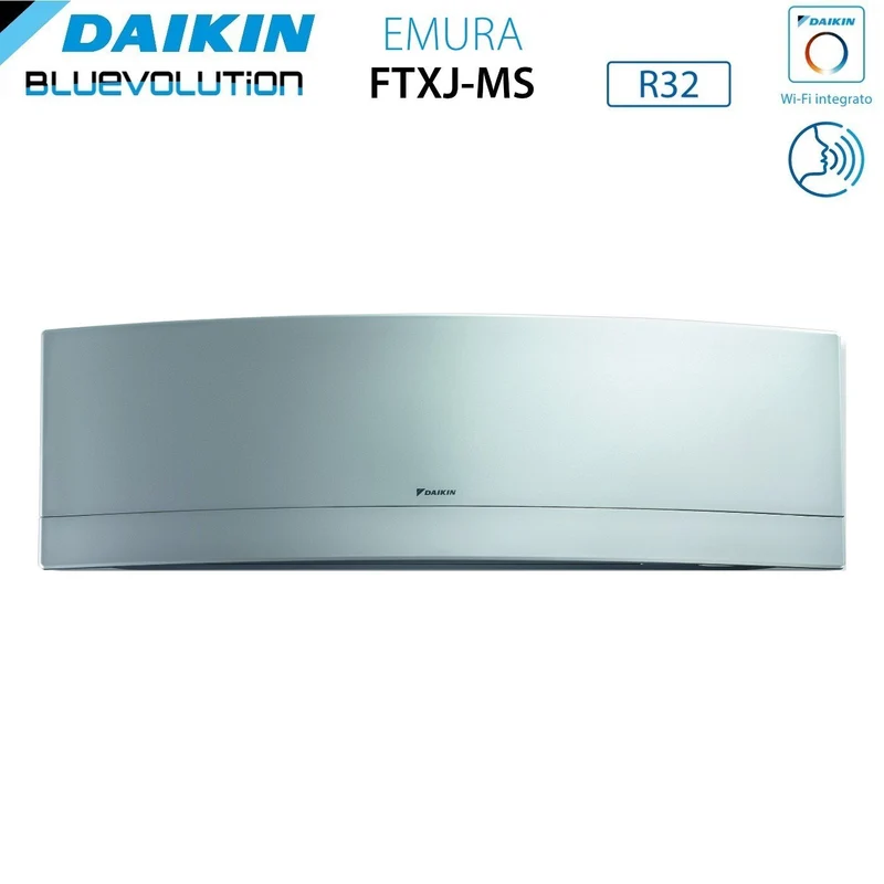 Climatiseur penta-split inverter Daikin Bluevolution Penta EMURA SILVER série 7+7+9+12+18 avec 5MXM90N R-32, Wi-Fi intégré, puissance 7000+7000+9000+12000+18000 BTU, couleur argent - Garantie italienne