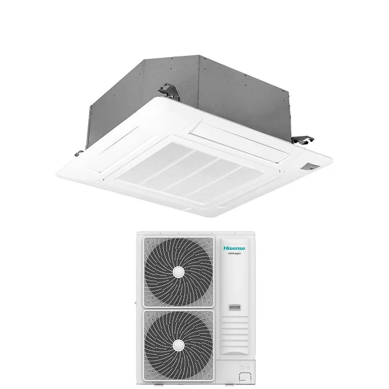 Climatiseur cassette Hisense Inverter série TURBO 36 000 BTU AUC105UR4RKC8 + AUW105U6RN8 R-32 Wi-Fi en option Classe A++/A+ avec télécommande et panneau inclus