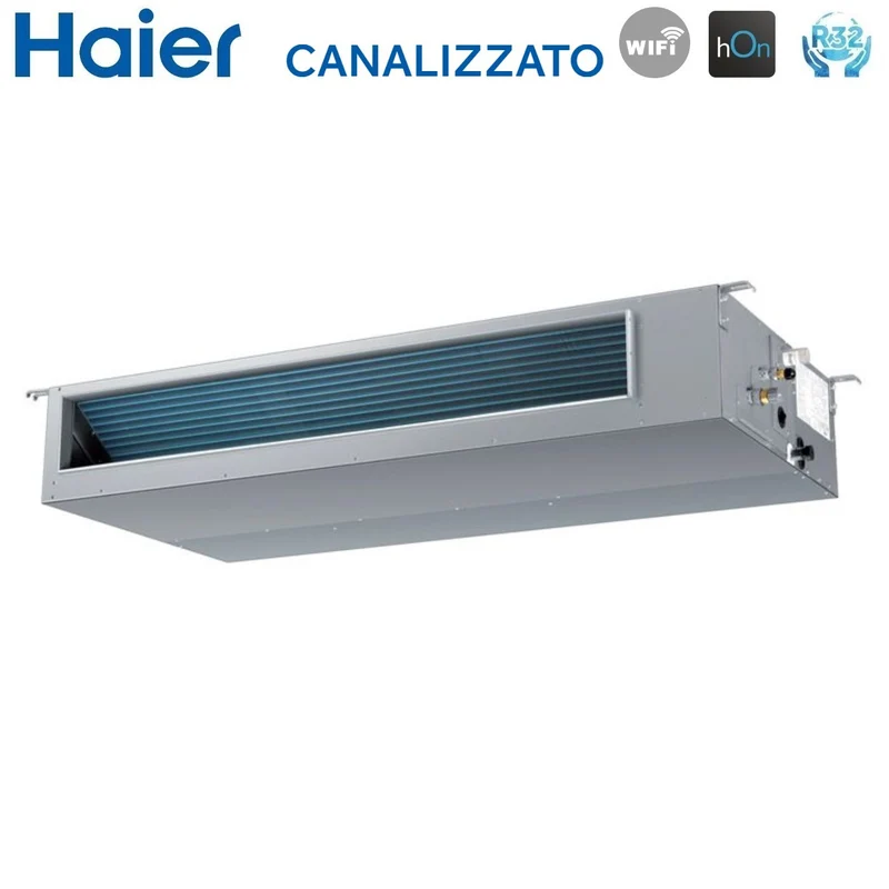 Climatiseur gainable Haier Inverter, puissance moyenne 42 000 BTU, AD125S2SM3FA, monophasé, R-32, Wi-Fi en option, télécommande infrarouge, récepteur Haier YR-HRS01 + RE-02