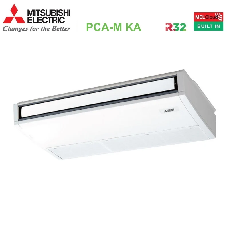 Climatizzatore Condizionatore Mitsubishi Electric Pensile a Soffitto Power Inverter Serie P 21000 Btu PCA-M60KA R-32 Wi-Fi Optional Comando Remoto Prisma Nero PAR-CT01MAA-PB