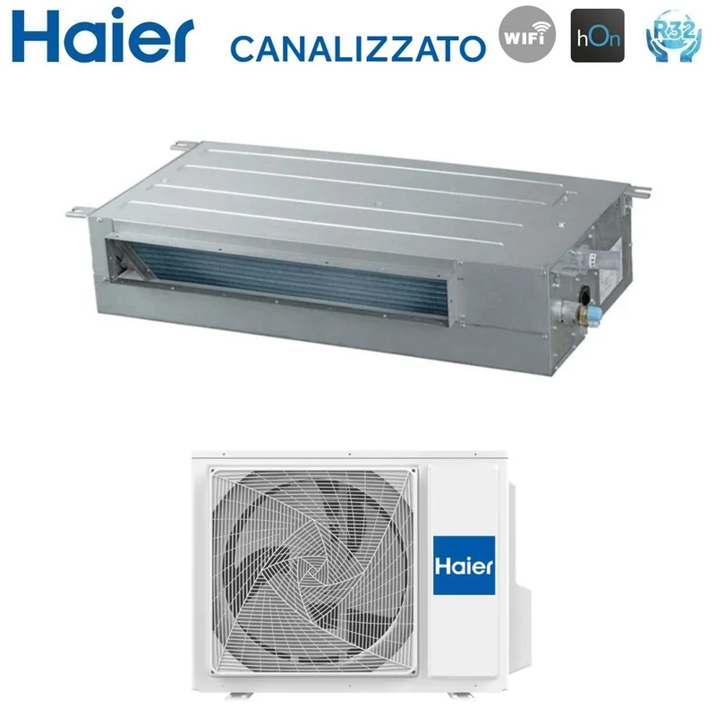 Climatiseur gainable Haier Inverter Slim à faible consommation 24 000 BTU AD71S2SS1FA + 1U71S2SR2FA R-32 avec Wi-Fi intégré A++/A