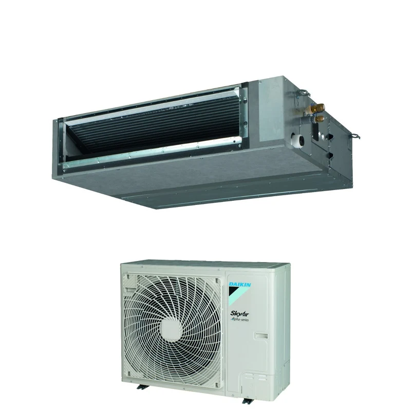 Climatiseur gainable Daikin Bluevolution, puissance moyenne 42 000 BTU, FBA125A + RZAG125NY1, triphasé, R-32, Wi-Fi en option, classe énergétique A++/A+.