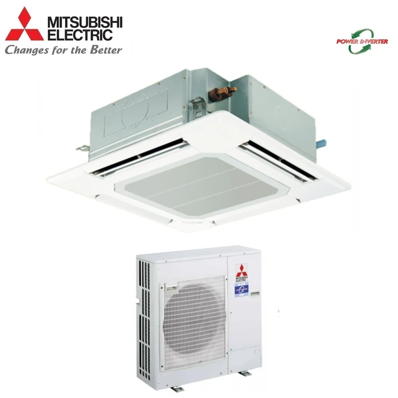 Climatizzatore Condizionatore Mitsubishi Electric a Cassetta Power Inverter 21000 Btu PLA-RP60BA + PUHZ-ZRP60VHA2 Monofase R-410 Con Griglia Standard e Comando Remoto Inclusi