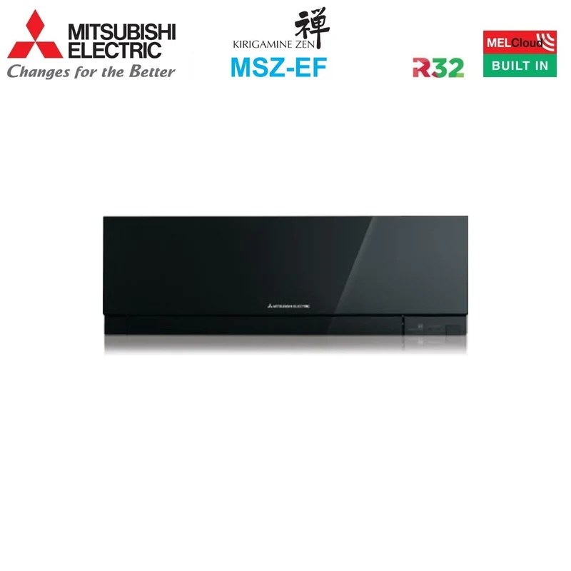 Climatiseur Mitsubishi Electric Quadri Split Inverter série KIRIGAMINE ZEN BLACK MSZ-EF 7+7+9+18 avec MXZ-4F80VF R-32 Wi-Fi intégré Couleur noire 7000+7000+9000+18000