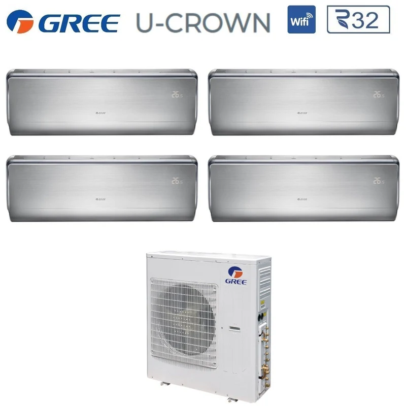 Climatiseur Gree Quadri Split Inverter série U-CROWN 9+9+9+12 avec GWHD(36)NK6LO R-32 Wi-Fi intégré 9000+9000+9000+12000