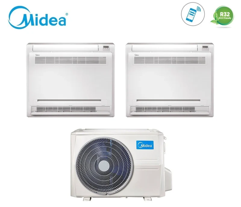 Climatiseur console Midea Dual Split Inverter 12+12 avec M2OE-18HFN8-Q R-32 12000+12000