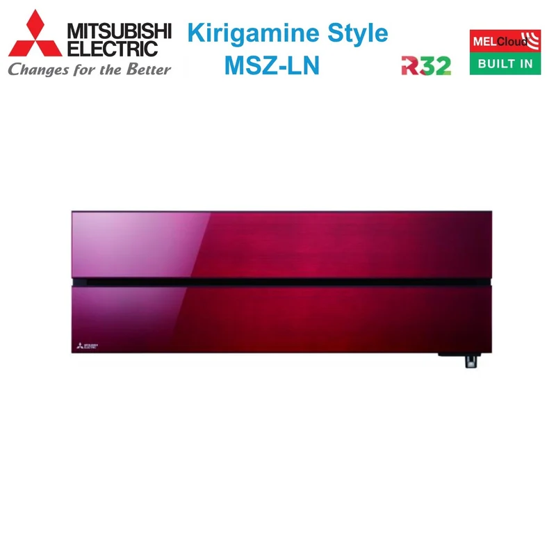 Climatiseur quadri-split Mitsubishi Electric inverter série Kirigamine Style MSZ-LN 9+9+12+12 avec MXZ-4F80VF Ruby Red R-32 Wi-Fi intégré Colore Rosso 9000+9000+12000+12000