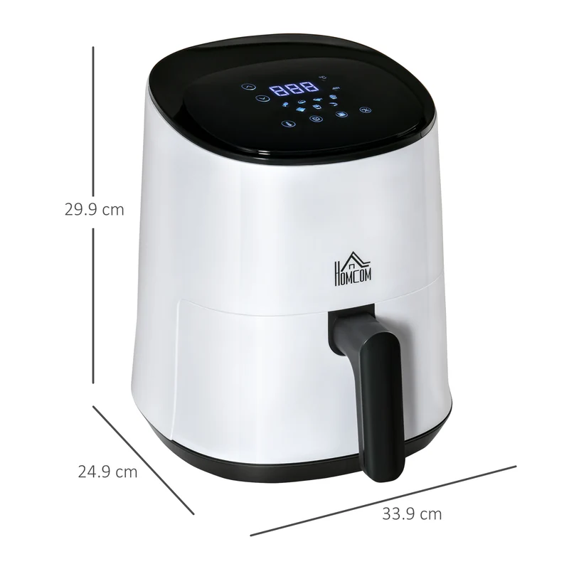 Friteuse à air Easycomfort 2,5 L 1300 W avec 7 menus, écran LED et cuve, 24,9 x 33,9 x 29,9 cm