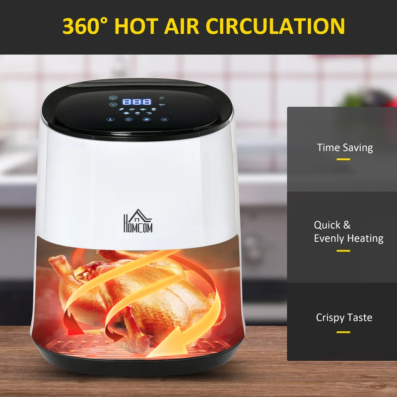 Friteuse à air Easycomfort 2,5 L 1300 W avec 7 menus, écran LED et cuve, 24,9 x 33,9 x 29,9 cm