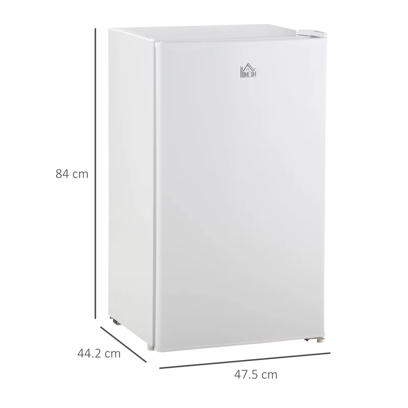 Réfrigérateur portable EasyComfort 91 L avec thermostat réglable, étagères murales et intérieures, tiroir, en métal et plastique, 47,5 x 44,2 x 84 cm, blanc