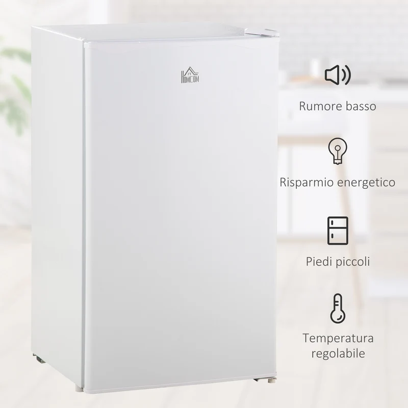 Réfrigérateur portable EasyComfort 91 L avec thermostat réglable, étagères murales et intérieures, tiroir, en métal et plastique, 47,5 x 44,2 x 84 cm, blanc