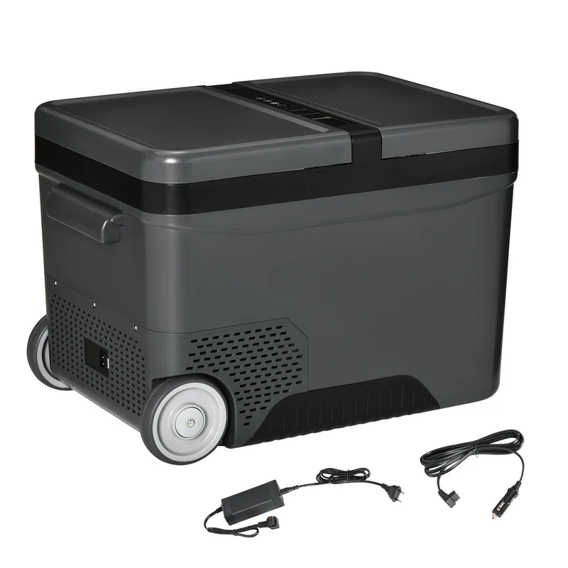 Réfrigérateur portable électrique Easycomfort 35 L 12 V avec poignée et écran LCD, 63,2 x 42 x 42,8 cm, gris