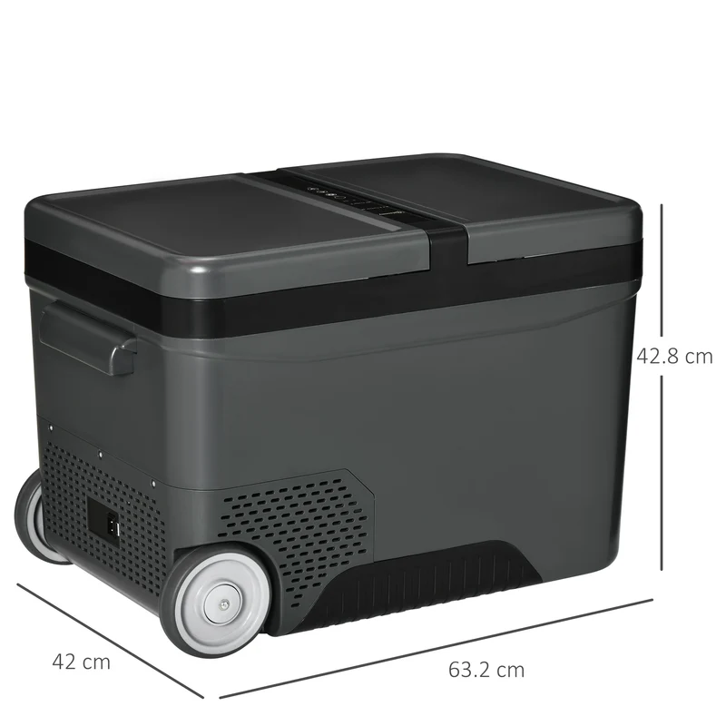 Réfrigérateur portable électrique Easycomfort 35 L 12 V avec poignée et écran LCD, 63,2 x 42 x 42,8 cm, gris