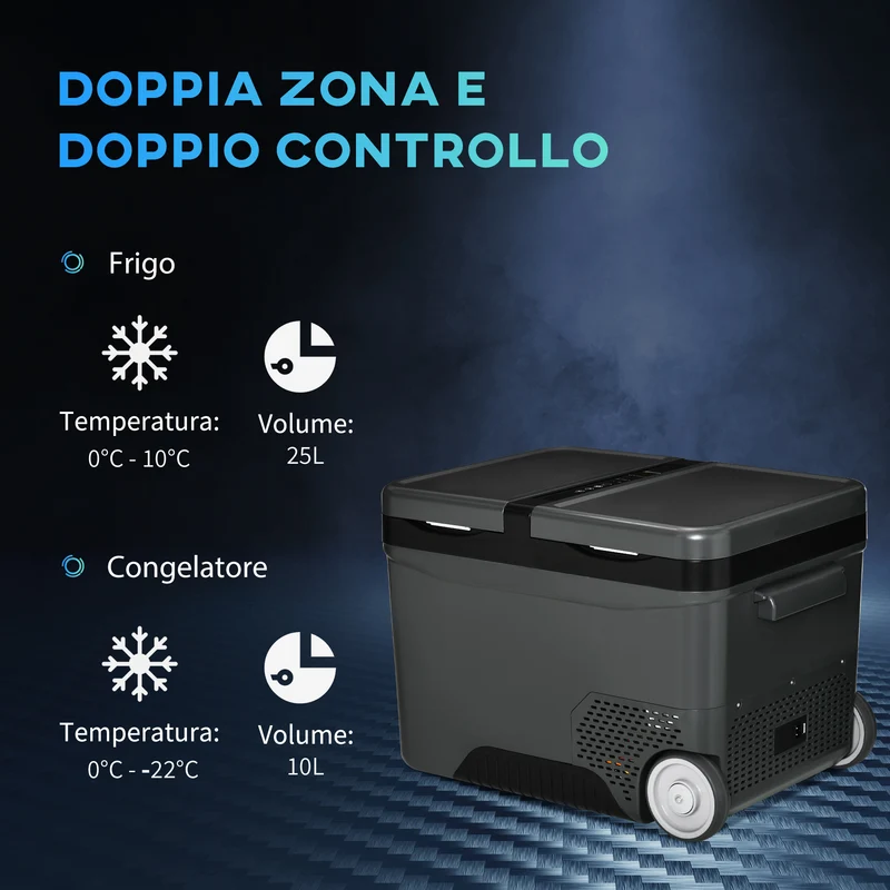 Réfrigérateur portable électrique Easycomfort 35 L 12 V avec poignée et écran LCD, 63,2 x 42 x 42,8 cm, gris