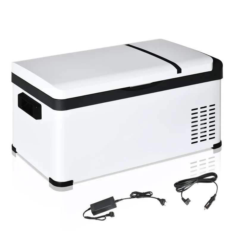 Réfrigérateur électrique portable Easycomfort 20 L 12 V avec poignée et écran LCD, 61 x 32 x 28,5 cm, blanc