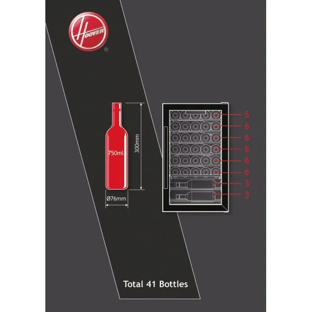 Cave à vin Hoover HWC 150 EELW/N H-Wine 500 pour 41 bouteilles (84,5 x 49 x 55 cm), noire