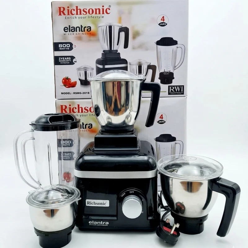 Richsonic Elantra 800W Mixer Grinder (RSMG-2018) - 4-Jar Set