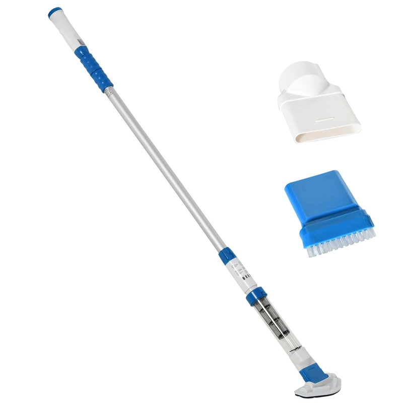 Aspirateur de piscine portable sans fil EASYCOMFORT avec perche télescopique, 210 x 17 x 7 cm, blanc et bleu