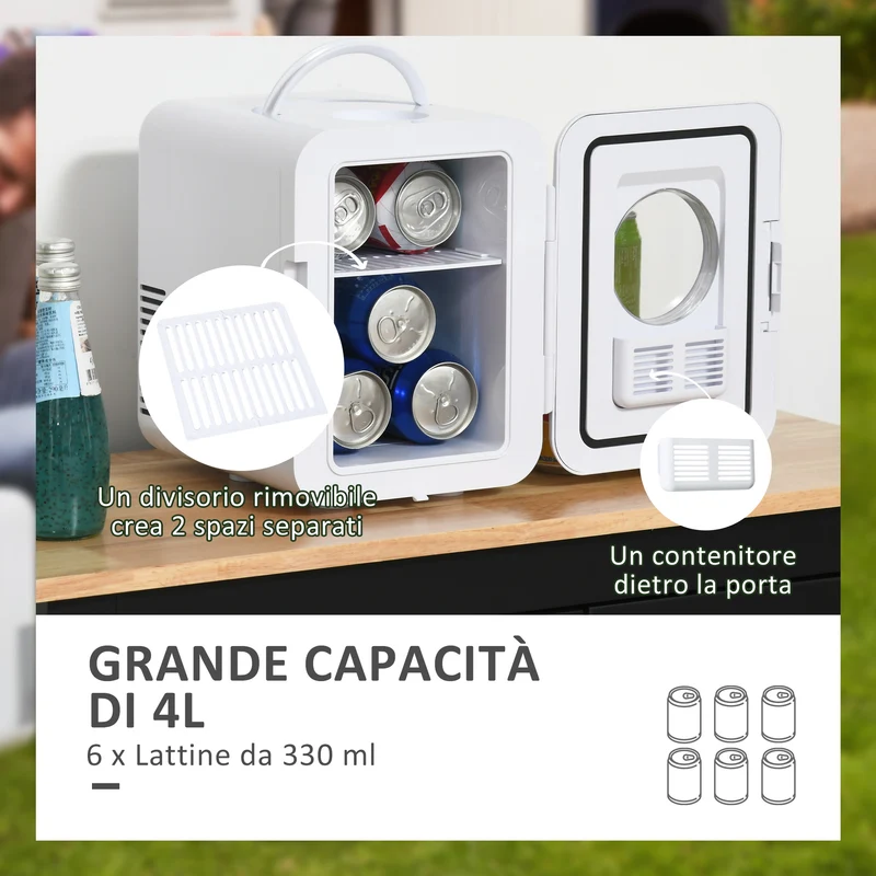 Réfrigérateur portable Easycomfort 60 W, capacité 4 L, séparateur amovible et poignée, 25,8 x 20,5 x 26,3 cm