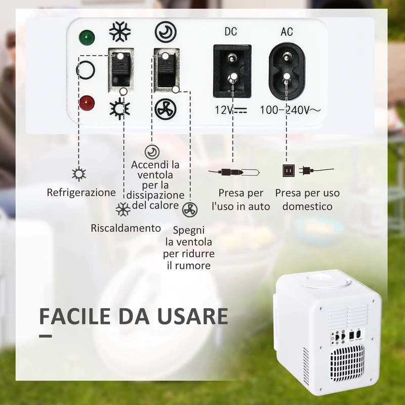 Réfrigérateur portable Easycomfort 60 W, capacité 4 L, séparateur amovible et poignée, 25,8 x 20,5 x 26,3 cm