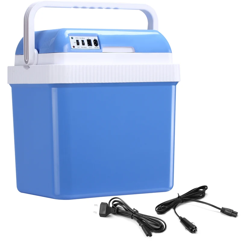 Réfrigérateur de voiture Easycomfort 24 L 48 W avec séparateur et poignée, 40 x 30 x 43 cm, blanc et bleu