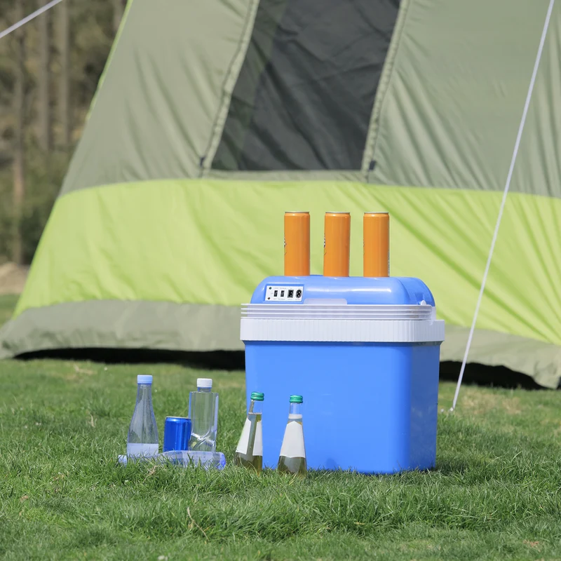 Réfrigérateur de voiture Easycomfort 24 L 48 W avec séparateur et poignée, 40 x 30 x 43 cm, blanc et bleu