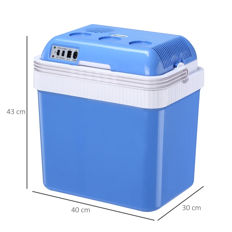Réfrigérateur de voiture Easycomfort 24 L 48 W avec séparateur et poignée, 40 x 30 x 43 cm, blanc et bleu