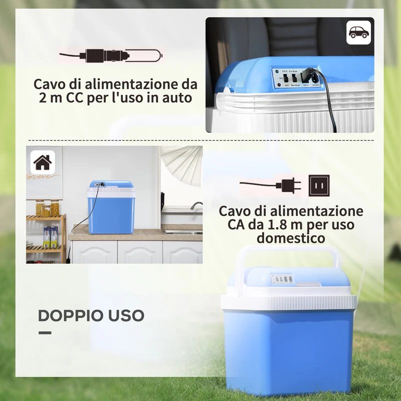 Réfrigérateur de voiture Easycomfort 24 L 48 W avec séparateur et poignée, 40 x 30 x 43 cm, blanc et bleu
