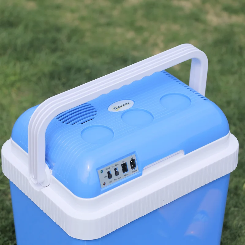 Réfrigérateur de voiture Easycomfort 24 L 48 W avec séparateur et poignée, 40 x 30 x 43 cm, blanc et bleu