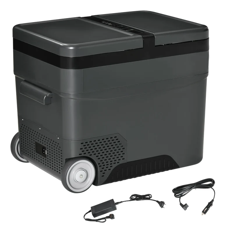 Réfrigérateur portable électrique Easycomfort 45 L 12 V avec poignée et écran LCD, 63,2 x 42 x 50,8 cm, gris