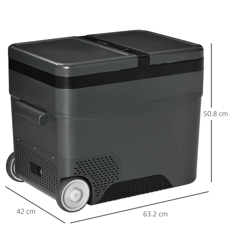 Réfrigérateur portable électrique Easycomfort 45 L 12 V avec poignée et écran LCD, 63,2 x 42 x 50,8 cm, gris
