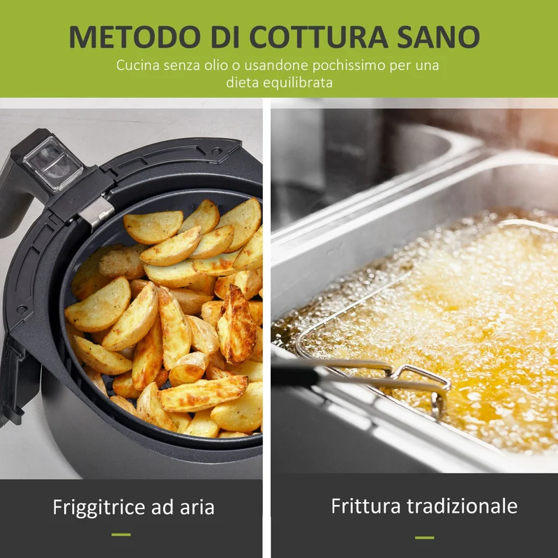 Friteuse à air chaud EASYCOMFORT 3,5 L, 7 programmes, température réglable de 80 à 200 °C, 1500 W, friteuse sans huile avec minuterie de 60 minutes et écran tactile.