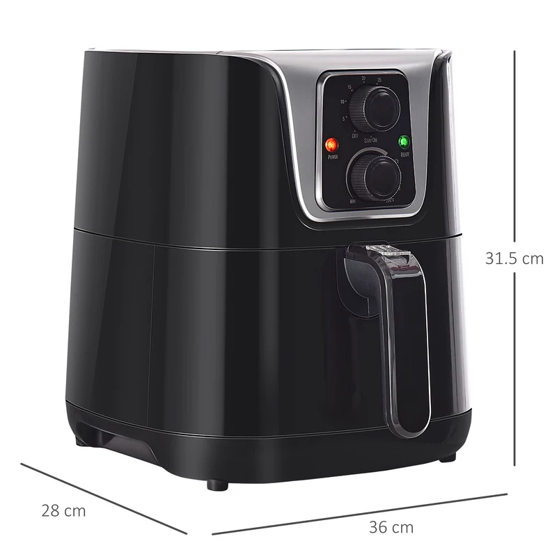 Friteuse à air EASYCOMFORT 1300 W avec température réglable - Noire