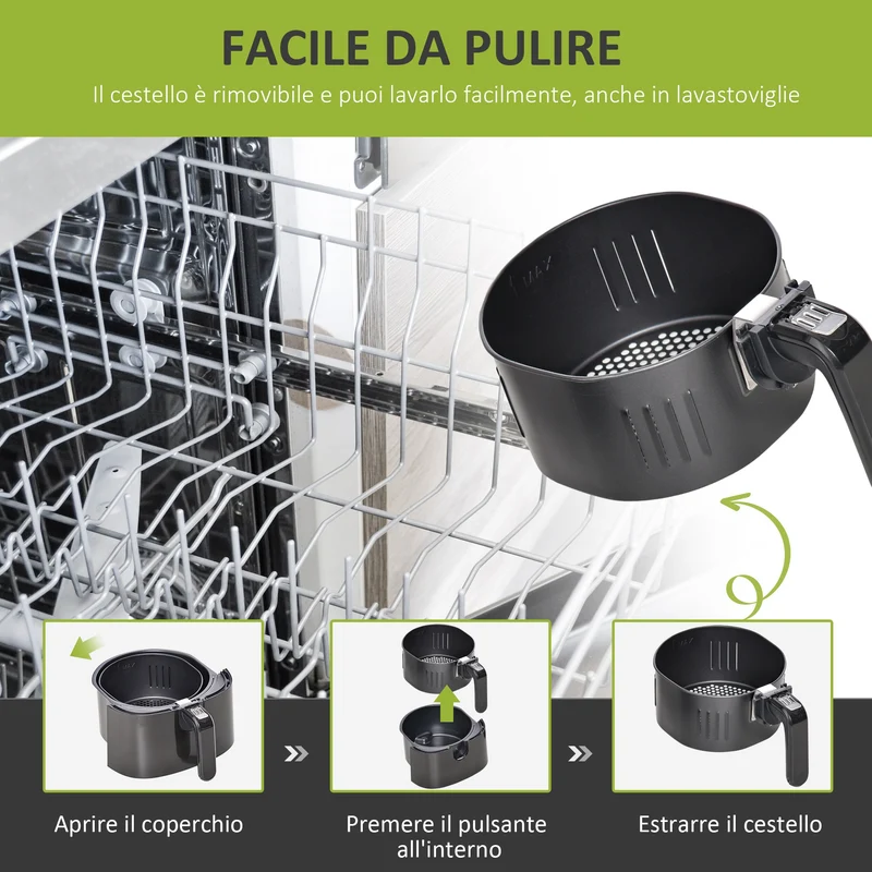 Friteuse à air EASYCOMFORT 1300 W avec température réglable - Noire