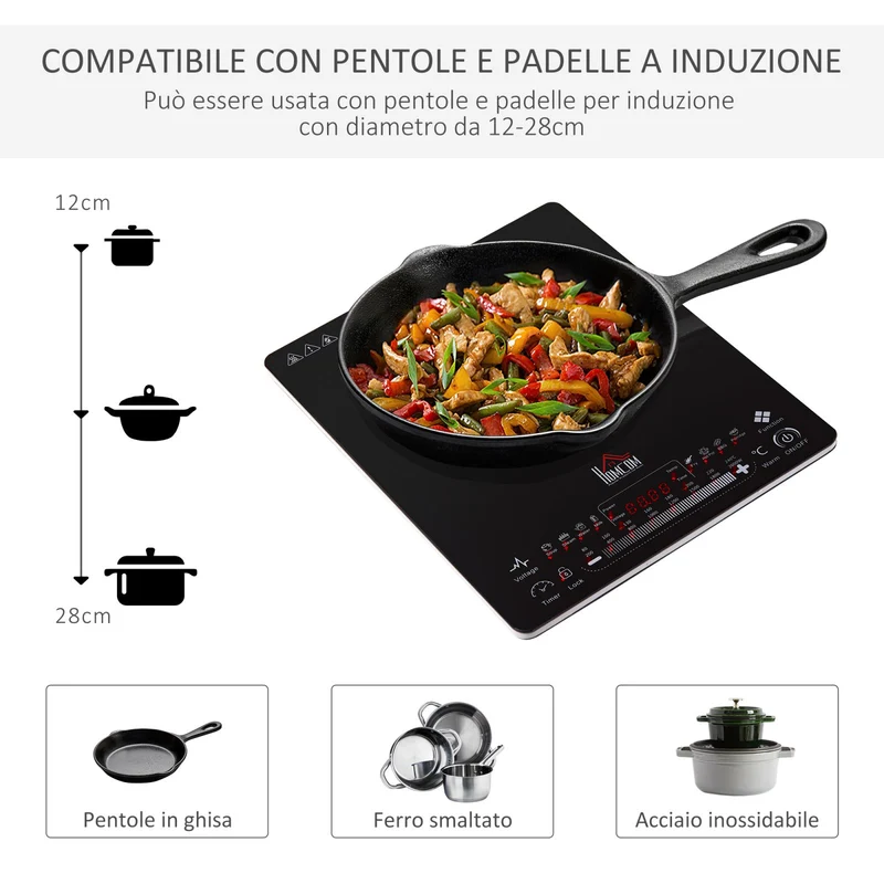 Plaque à induction portable EASYCOMFORT avec affichage LED - Noire