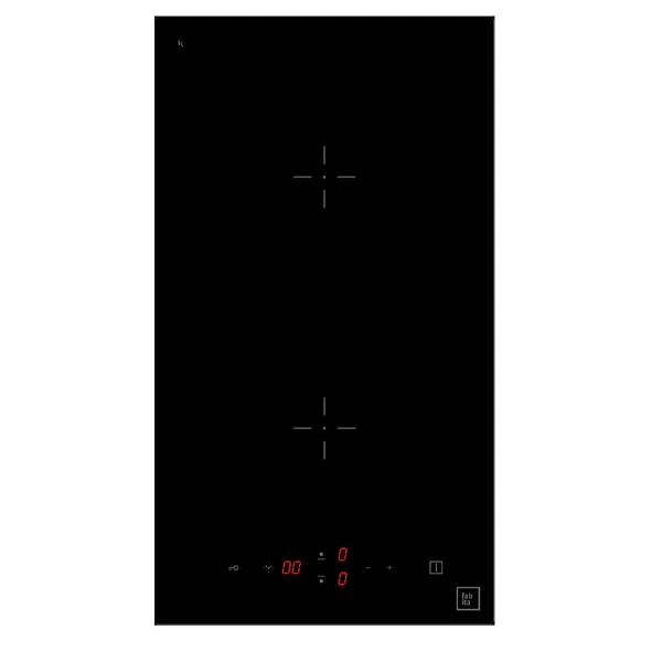 Plaque de cuisson à induction encastrable Fabita FC32B 26717 avec 2 brûleurs, verre noir 30 cm (L x P) 51 x 29, 9 niveaux de puissance