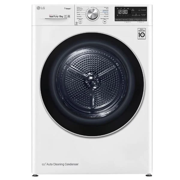 Sèche-linge LG RC80V9AV3W (H85 x L60 x P69) 8 kg à pompe à chaleur Eco Hybrid Dual Inverter, Wi-Fi, SmartThinQ, Classe énergétique A+++-10 %