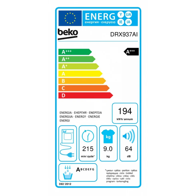 Sèche-linge LG RC80V9AV3W (H85 x L60 x P69) 8 kg à pompe à chaleur Eco Hybrid Dual Inverter, Wi-Fi, SmartThinQ, Classe énergétique A+++-10 %