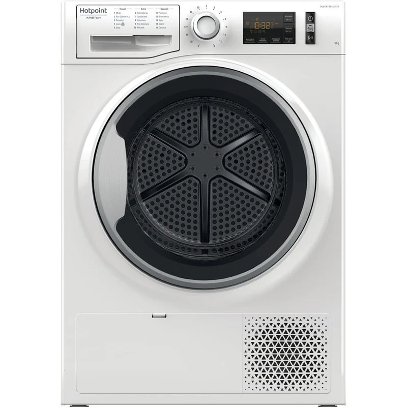 Sèche-linge à pompe à chaleur à chargement frontal Hotpoint NTM1192WKIT 9 kg (H 84,9 x L 59,5 x P 65,5 cm) A++