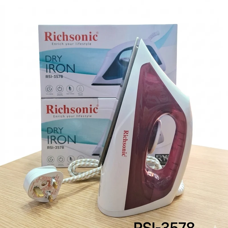 Richsonic Electrical Dry Iron (RSI-3578D) – 1000W Non-Stick Soleplate