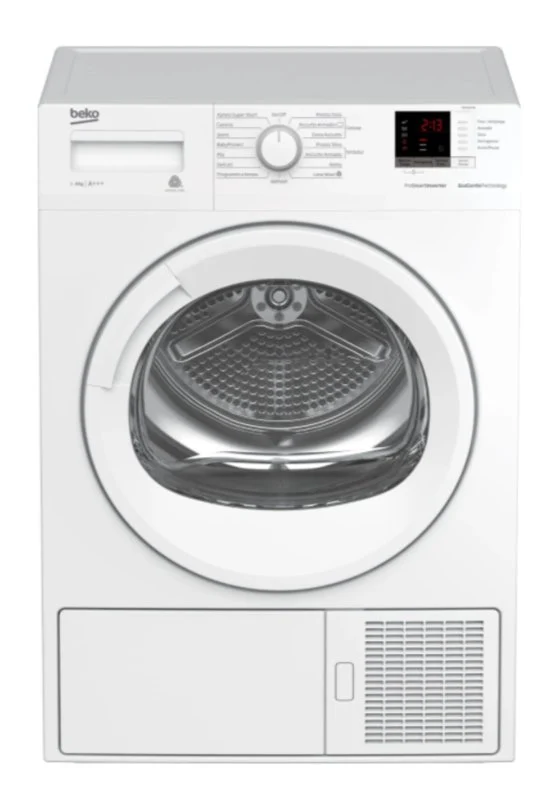 Sèche-linge à pompe à chaleur à chargement frontal Beko DRX837WI 8 kg, moteur ProSmart Inverter, EcoGentle AquaWave, classe énergétique A+++