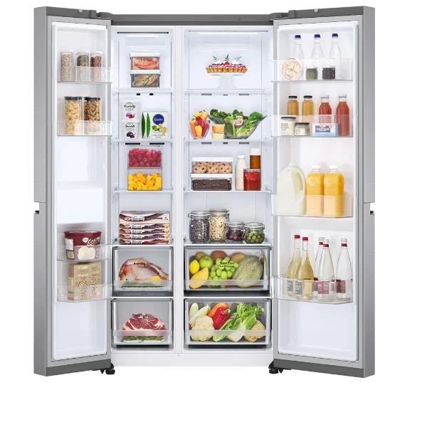 Réfrigérateur LG côte à côte GSBV70PZTE 635 litres Classe énergétique E (H 179 x L 91,3 x P 73,5) Total No Frost Compresseur Smart Inverter DoorCooling+™ Quatre portes en acier inoxydable