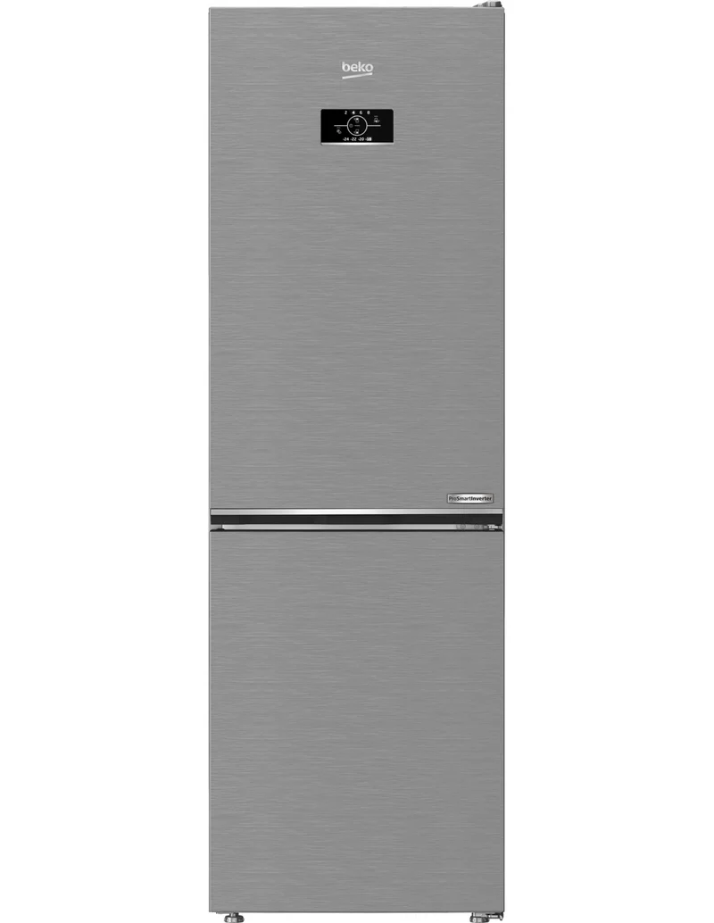 Réfrigérateur combiné Beko Beyond B5RCNE365HXB 316 litres, classe énergétique D (H 186,5 x L 59,5 x P 66,3 cm), technologie Total No Frost, compresseur Inverter ProSmart™, fonction ECO, mode vacances, finition métal.