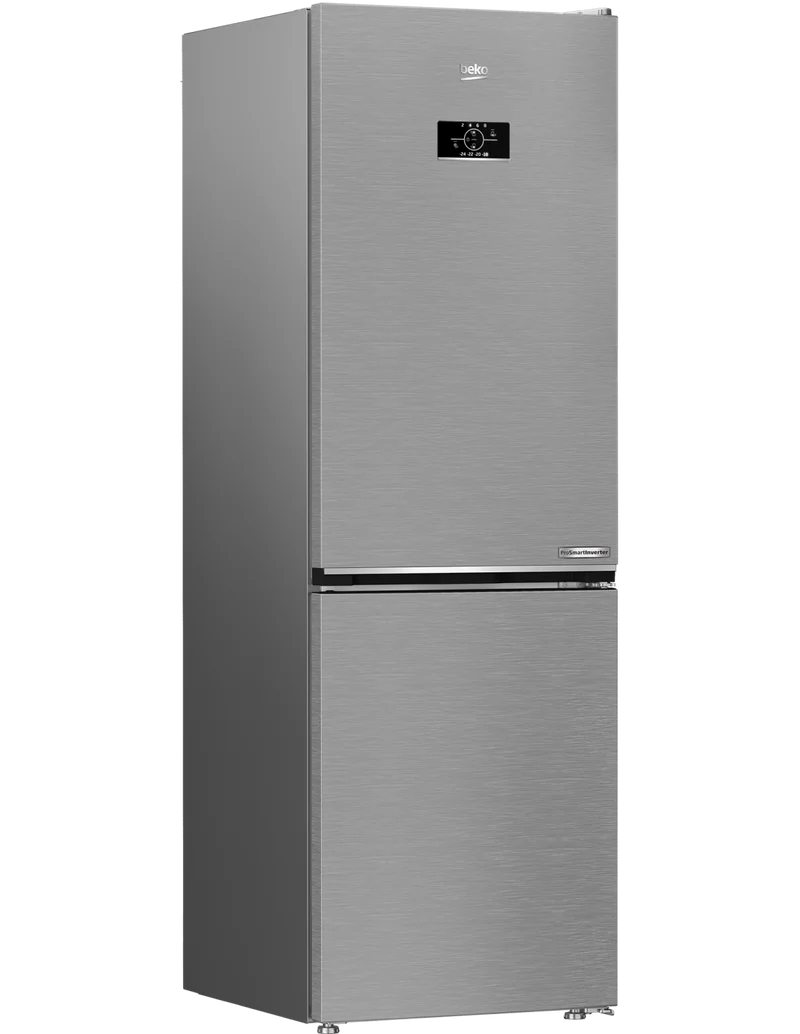Réfrigérateur combiné Beko Beyond B5RCNE365HXB 316 litres, classe énergétique D (H 186,5 x L 59,5 x P 66,3 cm), technologie Total No Frost, compresseur Inverter ProSmart™, fonction ECO, mode vacances, finition métal.